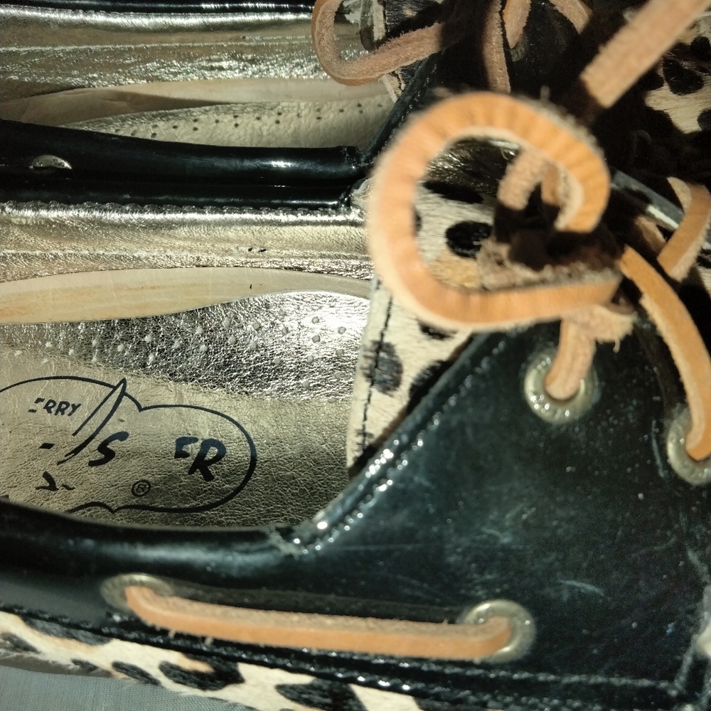 Sperry topsider leathee leopard print shoes size 10 non-marking - Picture 8 of 10
